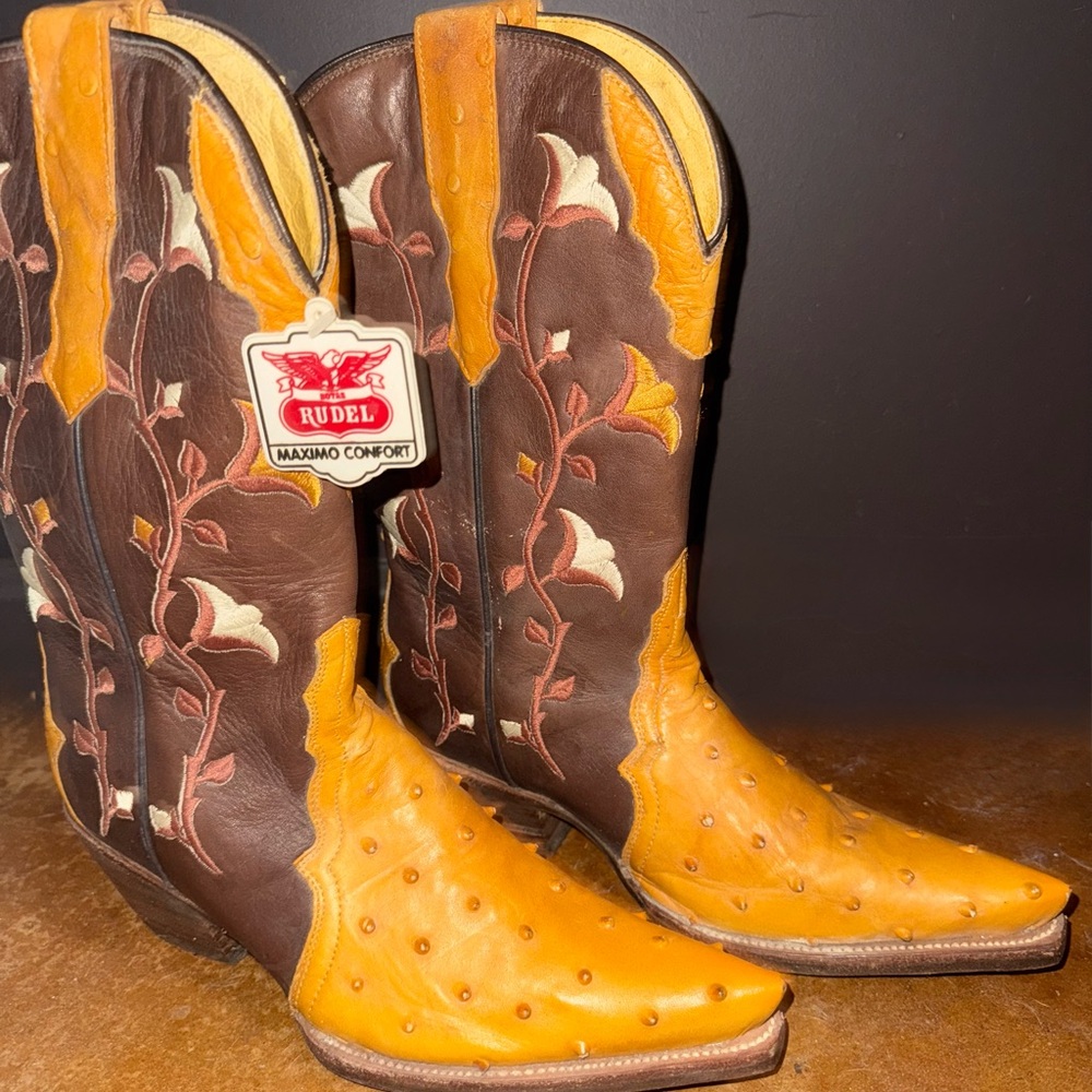Rudel Western Boots with Floral Design